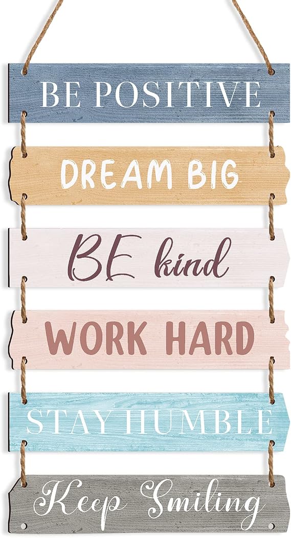Blulu 6 Pcs Positive Quotes Wall Hanging Plaque Sign, Classic Style