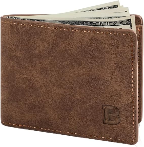Leather Wallet for Men, Bifold Slim Minimalist Front Pocket Rfid Blocking Men Wallet,Travel Wallet for Men