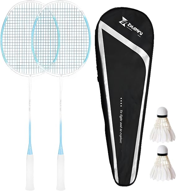 Badminton Racquet,Portable Badminton Set,Professional Offensive Dunk Heavy Kill Type Durable Light Racquets,with 2 Shuttlecocks and 1 Bag,Sport Game for Indoor Outdoor Backyard