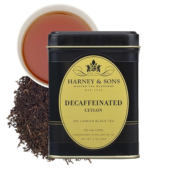 Harney & Sons Decaf Ceylon Loose Leaf Black Tea Tin, 3 oz | Decaffeinated Ceylon black tea with a smooth, full flavor. Gluten free.