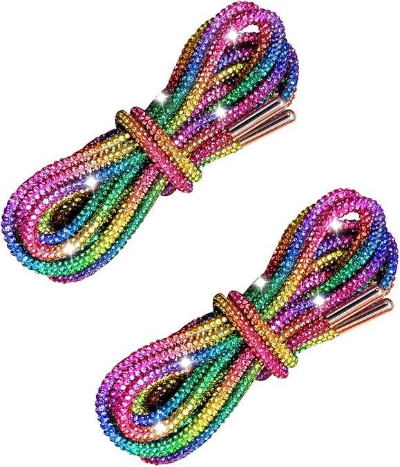 Bling Shoe Laces for Sneakers & Concert Outfits - 2PCS Rhinestone Sparkle Laces, Metallic Glitter Rope