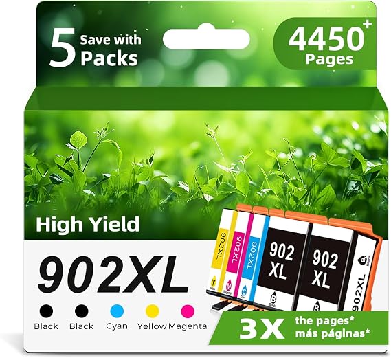 Ankink Compatible Ink Cartridges Replacement for 902XL (2 Black Cyan Magenta Yellow 5 Packs)