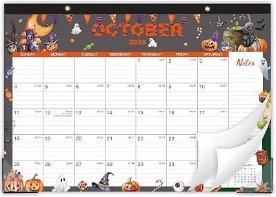 2026 Desk Calendar - Jan. 2026 - Dec. 2026, 12 x 17, 12 Months Calendar Pad with Corner Protectors, Cutting Line, Hanging Hole, Large Office Desktop Calendar - 12 Different Themes