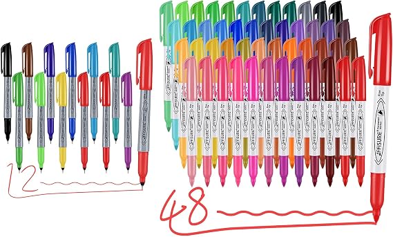 Ultra fine 12 pack and Permanent Markers Assorted Colors Set