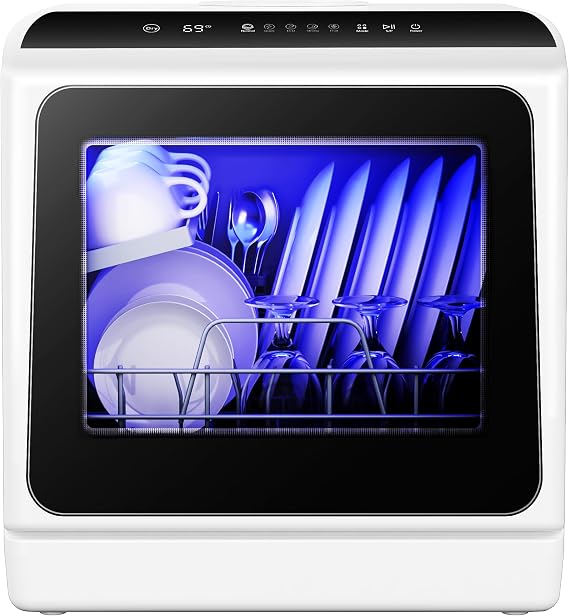EUHOMY 6 Programs Countertop Dishwasher Portable, 40dB, 360 Coverage
