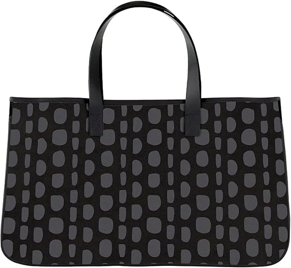 Santa Barbara Design Studio Tote Bags Hold Everything Women's Canvas Shoulder Bag with Waterproof Lining, 20" x 11", Black/Grey Dots