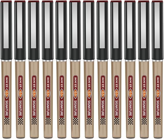 BaoKe Roller Ball Pens, Liquid Gel Needlepoint Pens 0.5mm, Writing Signature for Office, 12Pcs Pack BK111 (red)