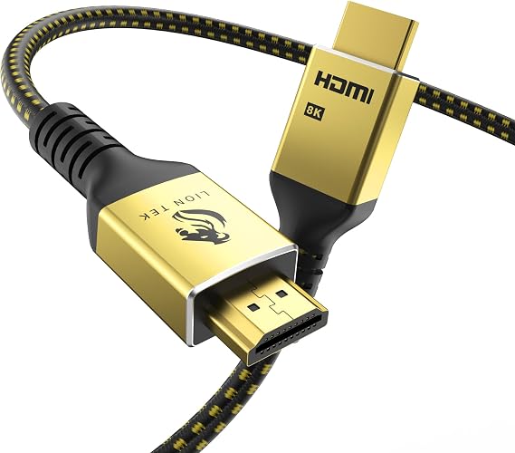 LIONWEI 8K Certified HDMI Cable 10FT/3M, HDMI 2.1 Cable 8K@60Hz 4K@120Hz, 48Gbps Ultra High Speed HDMI Cord, HDCP 2.2&2.3, DTS:X, Dynamic HDR, eARC, Compatible with Roku TV/HDTV/PS5