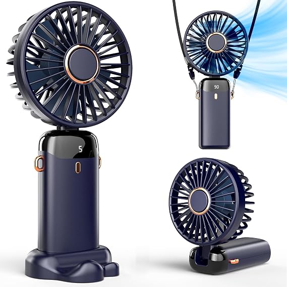 Koonie Handheld Fan, 5 Speeds, 8H Battery, 90 Tilt, Rechargeable, Blue