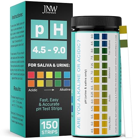 pH Test Strips for Urine and Saliva - 150 Litmus Paper Strips | Includes 150 pH test strips with a 4.5 to 9.0 range for fast urine and saliva testing with an easy color chart.
