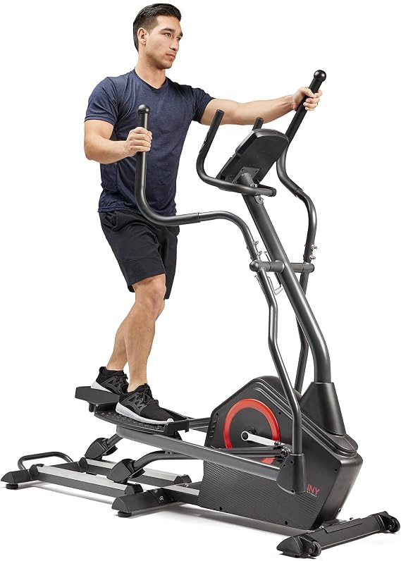 Sunny Health & Fitness Smart Upright Elliptical Machine with Pulse Sensor