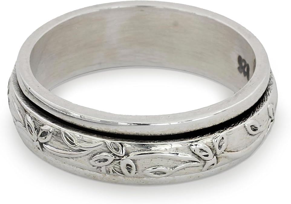 NOVICA Handmade Artisan Sterling Silver Meditation Spinner Ring Spinning