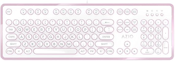 Azio MK-RETRO-07 USB Vintage Inspired Mechanical Keyboard (Blue Switch), White and Rose Gold Edition