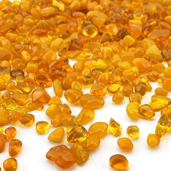 CYS EXCEL Aquarium Fish Tank Gravel (3 LBS) Orange Glass Vase Filler for Fountain Succulent Plant Decorative Rock Pebble Stone Irregular Smooth Sea Glass