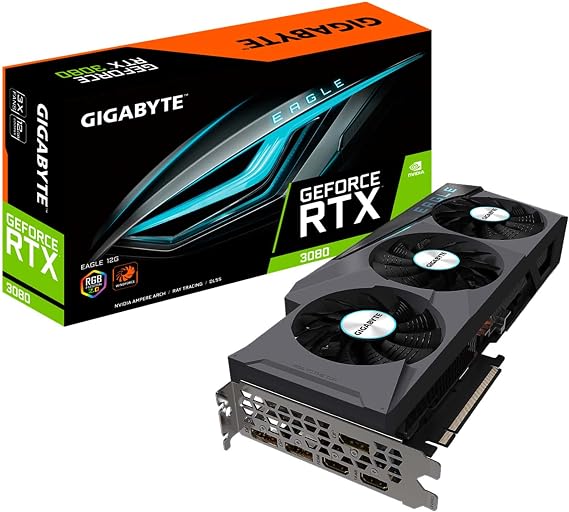 GIGABYTE GeForce RTX 3080 Eagle 12G Graphics Card, 3X WINDFORCE Fans, 12GB 384-bit GDDR6X, GV-N3080EAGLE-12GD Video Card