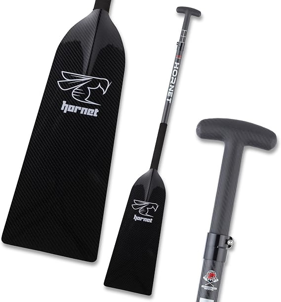 Hornet Watersports Dragon Boat Paddle - Black Glossy - Adjustable Carbon Fiber Dragon Boat Paddle - IDBF Approved - Dragon Boat Accessories