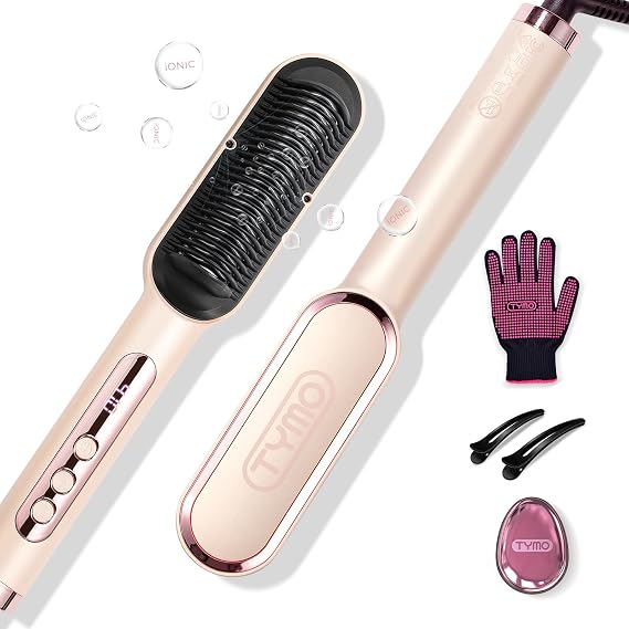 TYMO Ring Plus Hair Straightener Brush, Ionic Straightening Comb, 9 Temps
