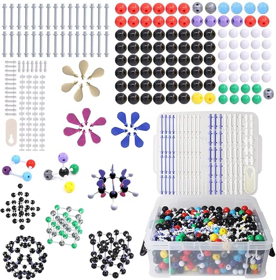 Molecular Structure Model Kit, 974 PCS Molecular Ball Model | with Atomic/Charge-Cloud, Organic/Inorganic Model Kit for Student/Teacher Modeling Science Kit for Space Imagination/Learning