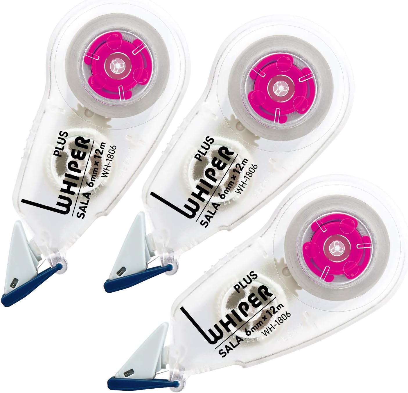 PLUS 51-558 Wheeper Sarah Correction Tape, 0.2 inch 6 mm Width, Pink, Pack of 3
