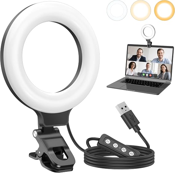 Anautin Ring Light for Video Conference Lighting,360Adjustable,Portable LED Video Conference Lighting for Monitor,Laptop&Desktop Computer,Streaming Light for Zoom Meetings, Selfie Makeup, Video Calls