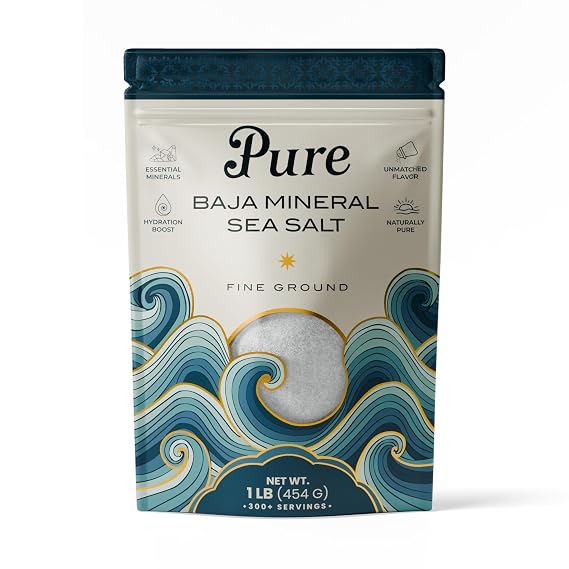 Pure sea salts, Baja gold mineral sea salt, Mineral Salt, Fine ground, 1lb | 100%Organic, Unrefined sea salt, Mineral-Rich, Low Sodium, for Cooking, Finishing, Hydration & Grinders
