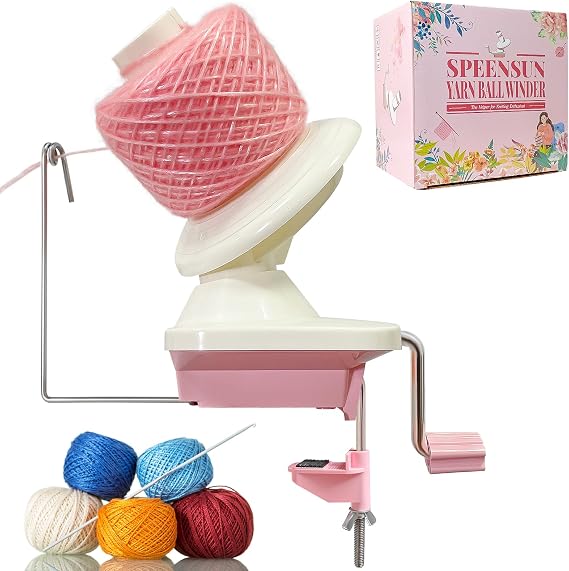 SPEENSUN 3.5 OZ Yarn Ball Winder, Low Noise Spinner for Crocheting, Pink