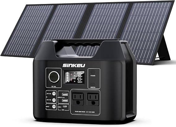 Portable Solar Generator, 300W Portable Power Station with Foldable 60W Solar Panel, 110V Pure Sine Wave 280Wh Lithium Battery Pack with USB DC AC Outlet for Home Use RV Van Outdoor Camping