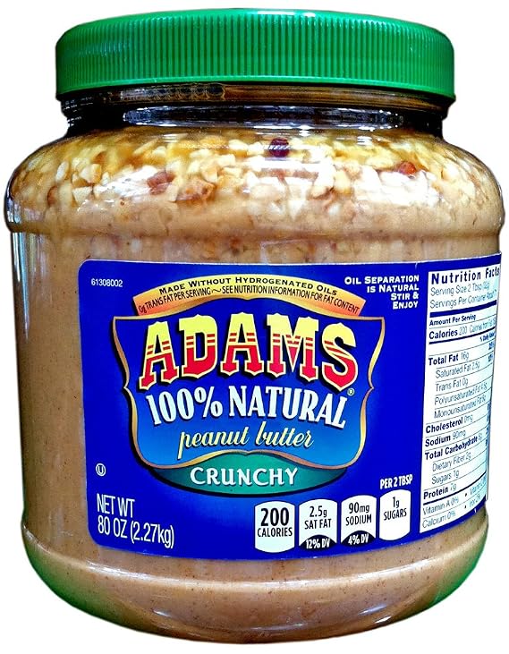 Adams 100% Natural CRUNCHY PEANUT BUTTER 80oz (Single)