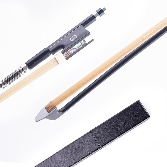 AMZZ 4/4 Carbon Fiber Violin Bow with Case, Lightweight & Well Balanced | With Case, Quick Response, Strong Bounce, Deep Resonant Tone, For Intermediate & Advanced Level Violins