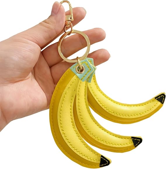 Banana Keychain - Fruit Shaped Pu Leather Bag Charm for Women, Accessory and Gift