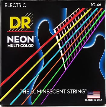 DR Strings NMCE-10 Hi-Def Neon Multi-Color K3 Coated Electric Guitar Strings - .010-.046 Medium