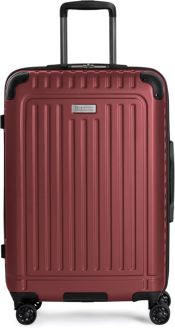 Ben Sherman Sunderland Spinner Travel Upright Luggage, British Red, 24-Inch Checked