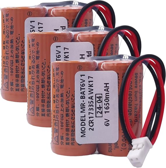 (3-Pcs) MR-BAT6V1 2CR17335A WK17 6V 1650mAh Lithium Battery for M80 Driver MR-J4 servo System, (6Volt, 1650mAh, Non-Rechargeable)