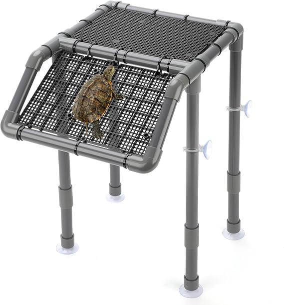 SKARUS Adjustable Turtle Basking Platform Suspended Dock for 15-90Gal Tank | 6.49"-15.16"H adjustable turtle basking platform with 10.8"x8.7" freestanding dock and non-slip ramp for aquarium tanks.