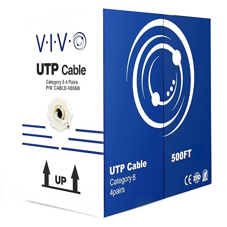 VIVO White 500ft Bulk Cat6 Wire, CABLE-V006W | CCA Ethernet Cable, 23 AWG, UTP Pull Box, LAN Network