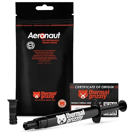 Thermal Grizzly - Aeronaut - High Quality Thermal Paste - Cooling and Silent Cooler Connection (3.9 grams) for All CPU and Graphics Card Coolers