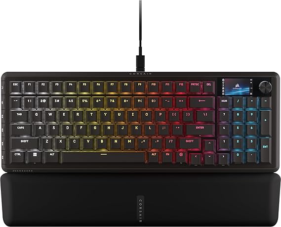 Corsair Vanguard 96 Wired Mechanical Gaming Keyboard 96% Layout, MLX Plasma Linear Switches, 8000Hz Polling, LCD Display, Virtual Stream Deck, G-Keys, SOCD Flashtap, QWERTY US Black