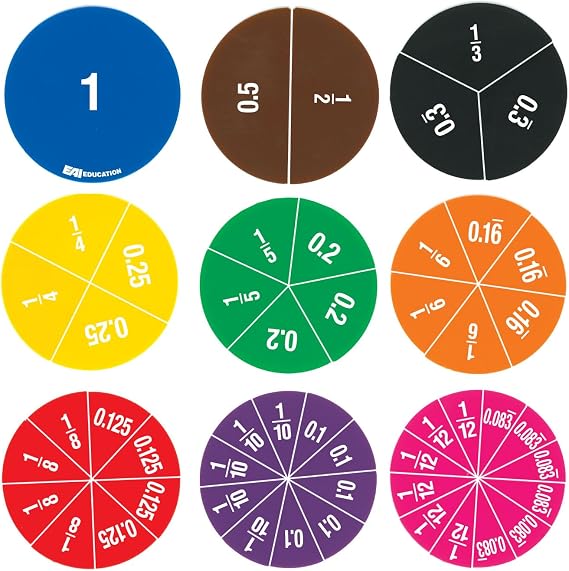 EAI Education Double-Sided Fraction/Decimal Circles - 30 Sets of 51 in Tub