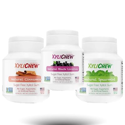 100% xylitol gum | 3 Pack | Cinnamon | Black Licorice | Spearmint | Non GMO | Non Aspartame