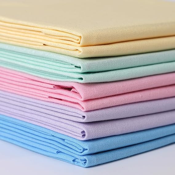 18*21In Macarone Cotton Fabric Premium,11 Options Solids, 10PCS Solid Precut Fabric Pure Quilting Fat Quarter Bundles Patchwork for Sewing DIY Craft (Yellow Light Green Pink Lavender Light Blue Set)