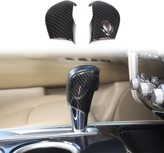 Gear Shifter Head Cover Compatible with Nissan Pathfinder 2013-2018, Center Console Gear Shift Knob Hand Brake Cover Decorative Protection Sticker Accessories(A Carbon Fiber Pattern)