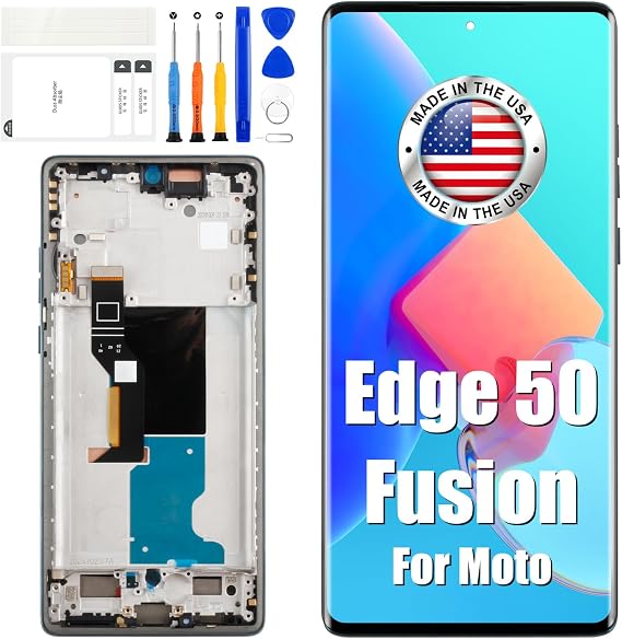 AMOLED Screen for Motorola Moto Edge 50 Fusion Screen Replacement for Moto Edge 50 Fusion 5G LCD Display Digitizer Assembly XT2429-1 Screen Touch Panel with Frame 6.7"