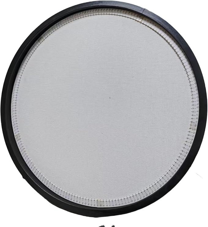 SimpleVibesXinPuwei White circular canvas with black solid wood frame, featuring a digital ring