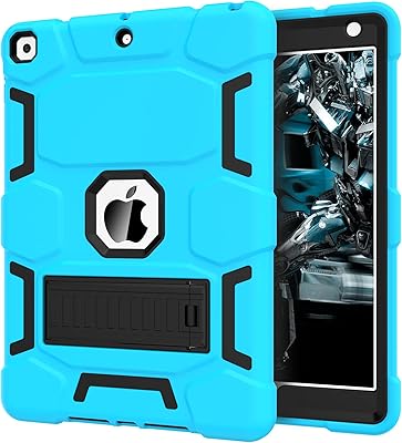 CCMAO Case for iPad 9th Generation, iPad 8th7th Generation Case 10.2 Inch, 202120202019 with Kickstand, Heavy Duty Shockproof Hard Hybrid Three Layer Protective Cover, BlueBlack