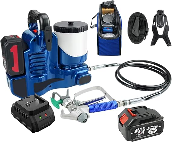 500W Cordless Airless Spraying Machine, 1.1L/Min High Pressure Paint Sprayer with 21V Lithium Battery, 6-Speed Adjustable/1.2L Hopper/15MPa Max Pressure