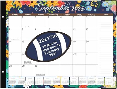 2026 Desk Calendar Large 22x 17,Large Desk Calendar 2026-2027,18 Month,Use Now to February 2027,Suitable For Home, School Or Office,With Plastic Cover,Monthly Planning Calendarflower