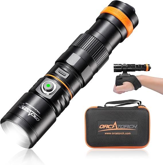 ORCATORCH DC710 3000 Lumens Scuba Dive Light with WS02 Wrist Strap Mount