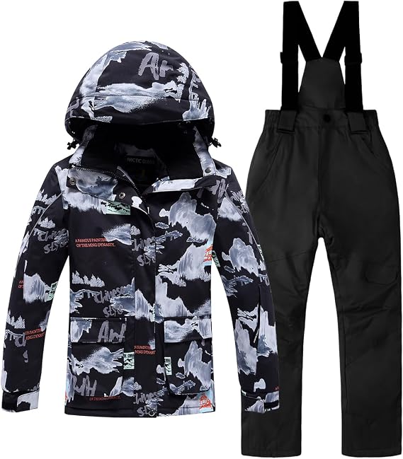 kids snowsuit ski suit pants jacket waterproof snowbibs for boys girls windproof