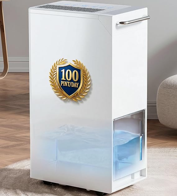 Landeagle 5500 Sq. Ft Dehumidifier for Basement, 100 Pint/Day Large Compressor Dehumidifiers with Drain Hose,Smart Humidity Control, 1.6 Gal Tank & Auto Defrost for Whole House, Home, Bathroom, White