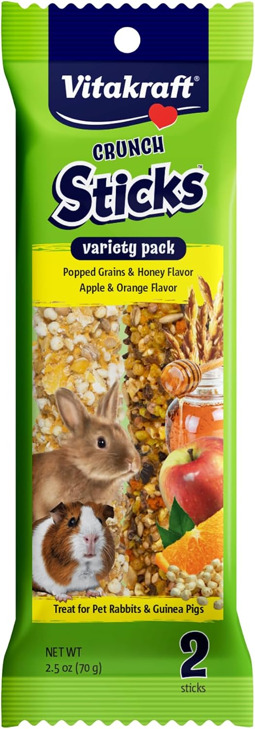 Vitakraft RabbitGuinea Pig Popped Grains Treat Sticks - Apple And Orange - 2.5Oz, 31710
